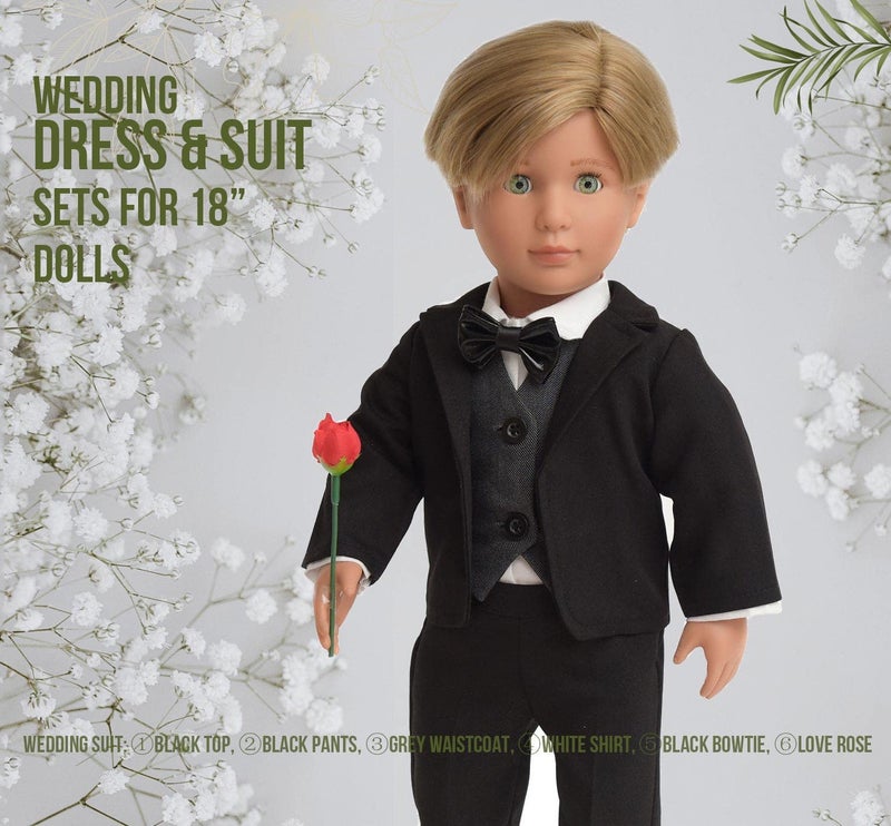 sweet dolly Doll Clothes First Communion Wedding Suit Set Rose Gentleman Outfits Fit American 18 inch Boy Dolls - Image 3