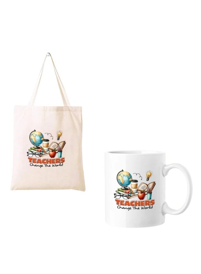 PRINTSHOP4ME Teacher's Day Gift Combo–Printed Cotton Bag&Ceramic Mug|Ideal Gift For Teachers - Image 1