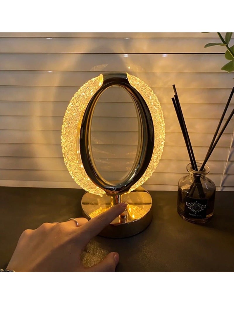 ELTRAZONE "ELTRAZONE Crystal Diamond Table Lamp – Round and Oval Nightlight with Type-C Charging and Tricolor Dimming" - Image 4