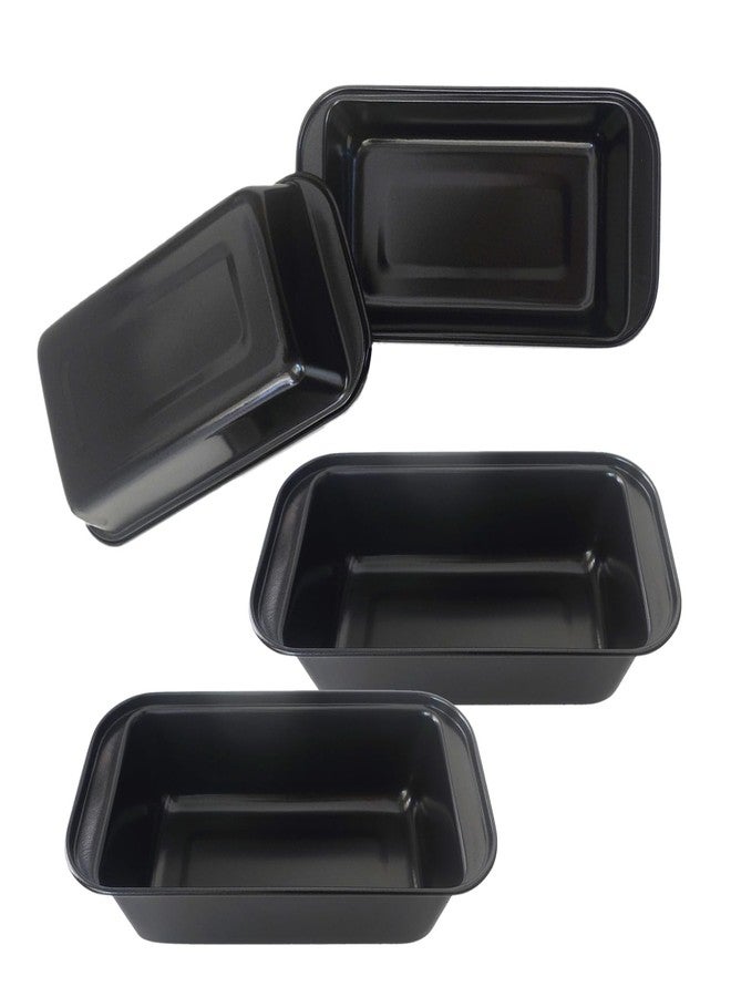 LoveDeal Mini Loaf Pans, 6" x 3.3" Nonstick Carbon Steel Bread Pan, Rectangle Loaf Baking Cake Tin for Small Banana Bread, Meatloaf, Sourdough, Brownies - Set of 4, Black - Image 1
