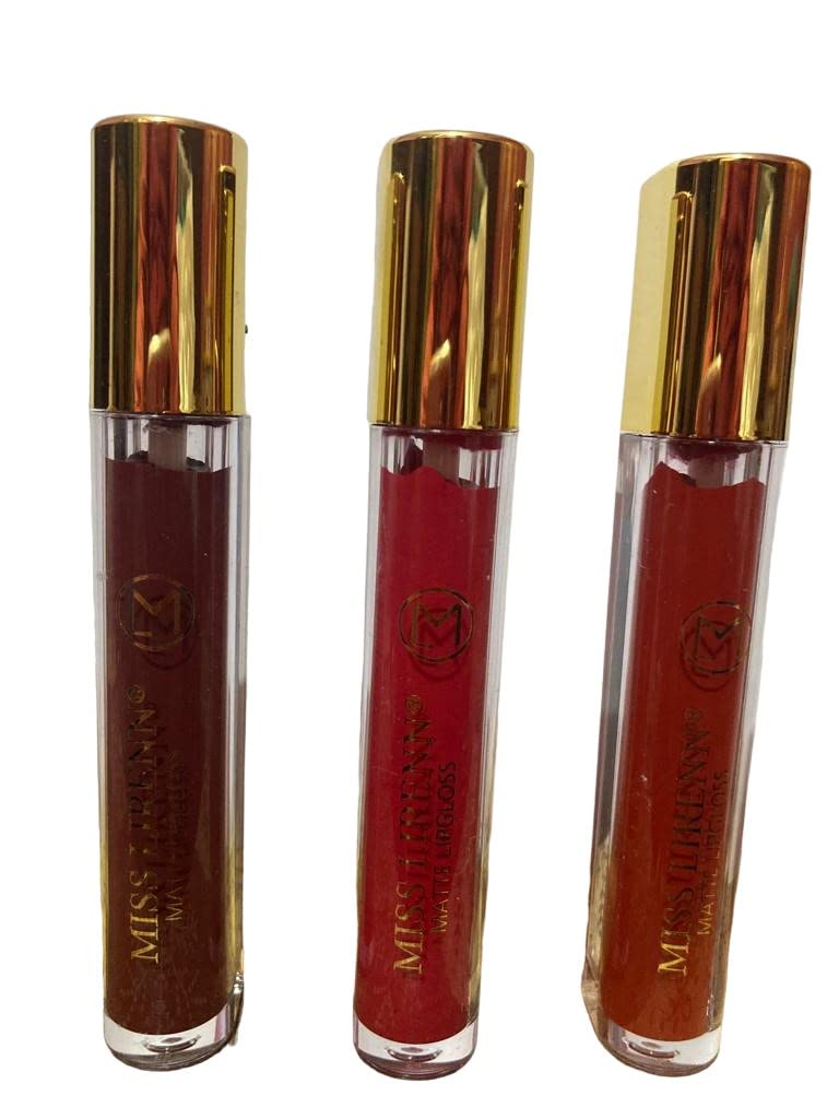 Miss Lirenn MISS LIRENN Matte Lip Gloss Light Weight NonSticky Smudge Proof Multicolor Strawberry Flavour 6 ML Pack of 3  Lip_Gloss_4_D2 - Image 1