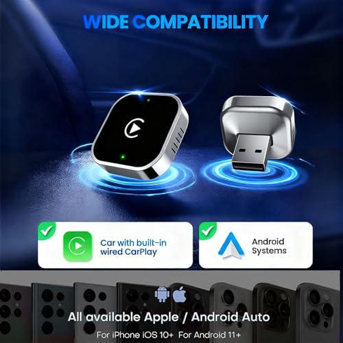 YFDUNV Wireless CarPlay Adapter & Android Auto Dongle, Shiny Silver，Fast Auto-Connect, Compact Plug & Play Wireless CarPlay Converter for iPhone & Android, USB/USB-C, No Delay, Seamless Reconnection - Image 5
