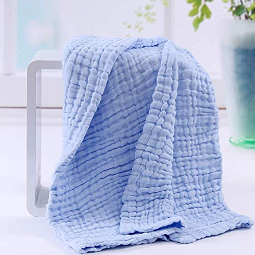 MOM'S HOME Baby Super Soft Absorbent Muslin 6 Layer wash Towel- 100X100 CM - (0-3 Years)- Blue and 5 Muslin naplin Wipes - Image 1