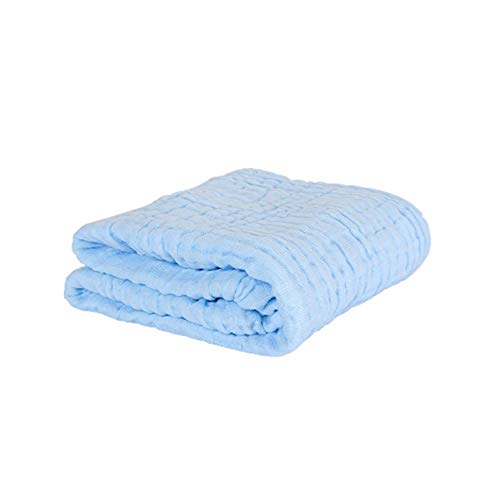 MOM'S HOME Baby Super Soft Absorbent Muslin 6 Layer wash Towel- 100X100 CM - (0-3 Years)- Blue and 5 Muslin naplin Wipes - Image 2