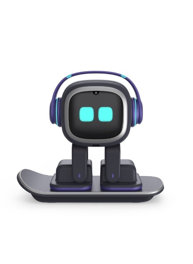 LIVING.AI روبوت إيمو الرفيق الأليف المكتبي (لوح تزلج - أسود) | روبوت ذكي يعمل بالذكاء الاصطناعي مع تفاعل صوتي، وإضاءة ذكية، وقاعدة لوح تزلج قابلة للشحن اللاسلكي للأطفال والكبار - Image 3