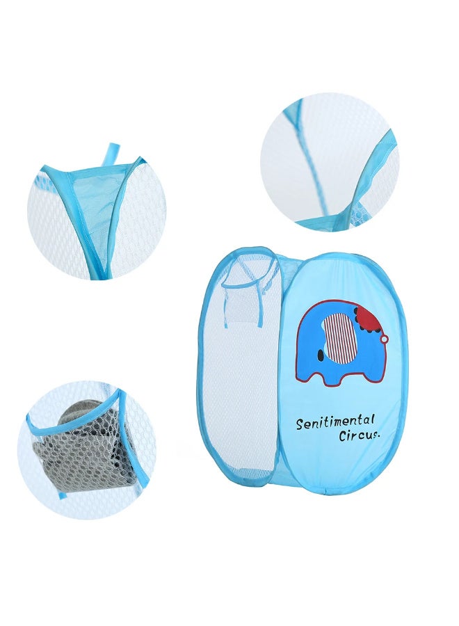 MiniMe Pop-Up Mesh Laundry Hamper | Blue | Polyester Mesh & Nylon Frame | Collapsible & Portable | Lightweight & Breathable | Easy To Clean & Store | Ideal For Toy - Image 1