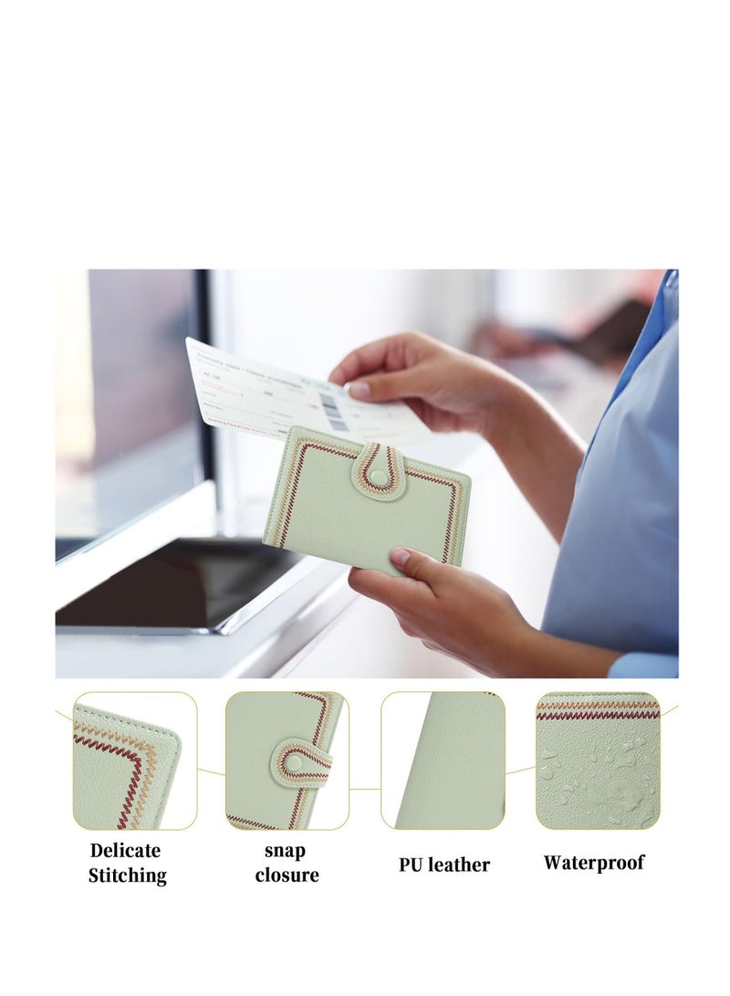 SYOSI Passport Holder, Leather Passport Card Slot, Passport Cover for Women Men, assport Case/Wallet, Travel Essential Cruise Must Have Passport Wallet Slim and Portable for Travel (Green)  - Image 4