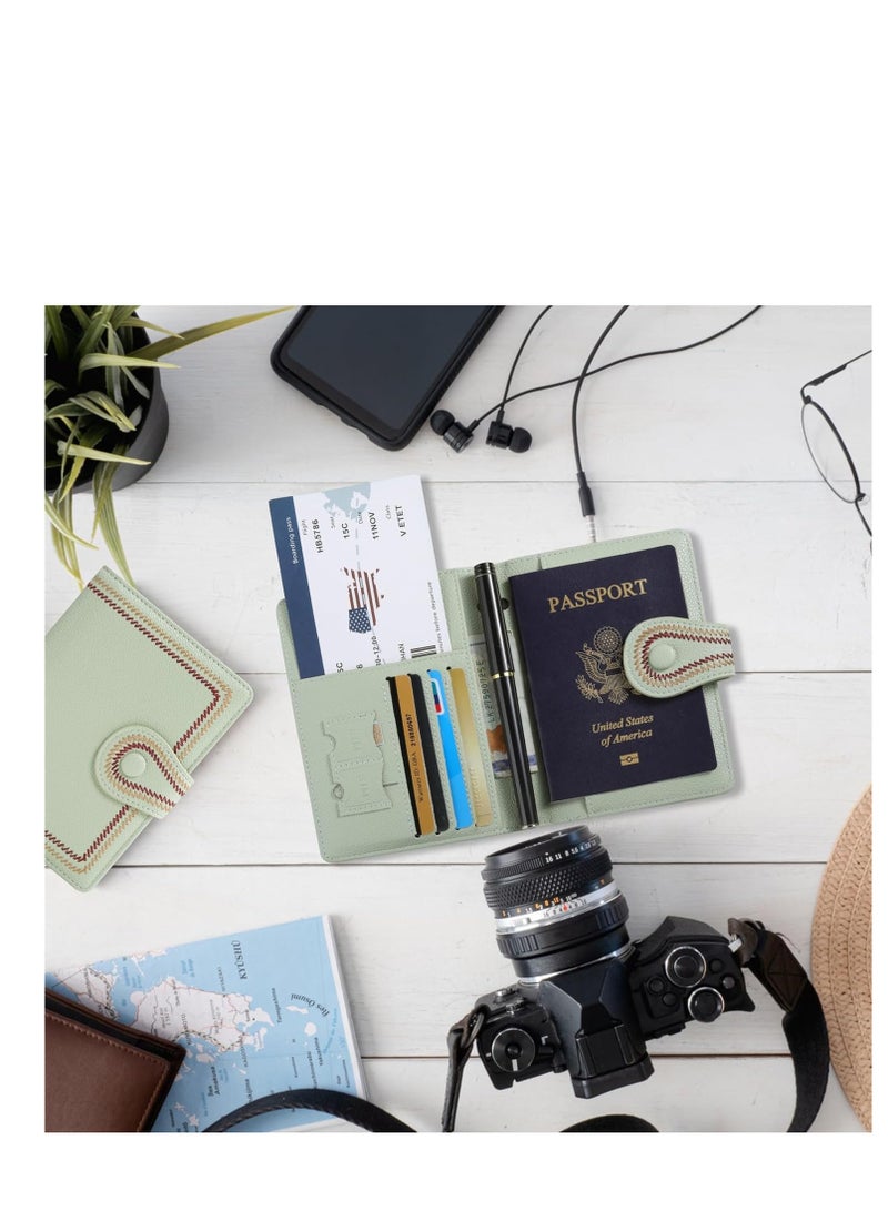 SYOSI Passport Holder, Leather Passport Card Slot, Passport Cover for Women Men, assport Case/Wallet, Travel Essential Cruise Must Have Passport Wallet Slim and Portable for Travel (Green)  - Image 5