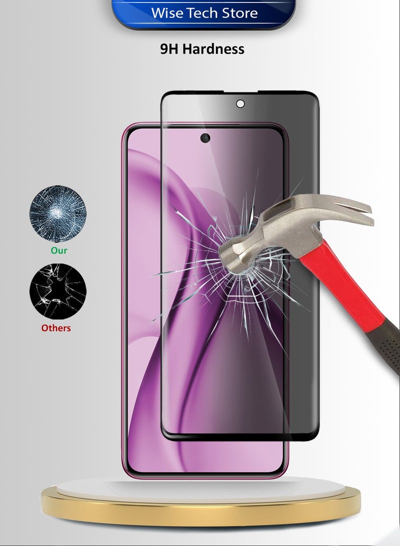 Wtech vivo V60e 5G 2025 Premium Edge-Pro Privacy Full Glue Full Cover Tempered Glass Screen Protector (MSGPCP) - Clear/Black - Image 4