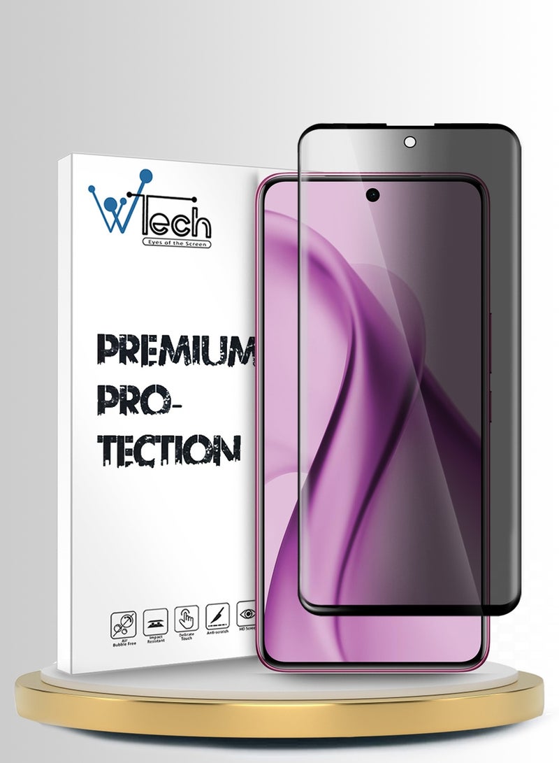 Wtech vivo V60e 5G 2025 Premium Edge-Pro Privacy Full Glue Full Cover Tempered Glass Screen Protector (MSGPCP) - Clear/Black - Image 1