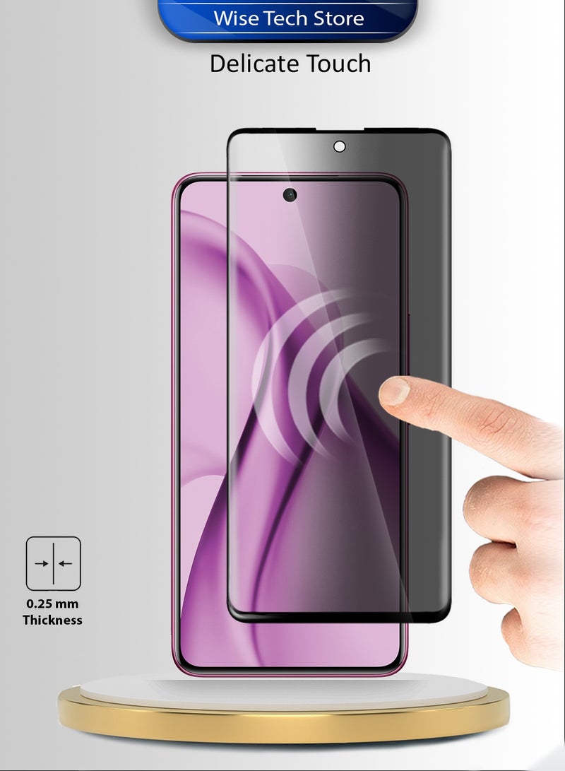 Wtech vivo V60e 5G 2025 Premium Edge-Pro Privacy Full Glue Full Cover Tempered Glass Screen Protector (MSGPCP) - Clear/Black - Image 3