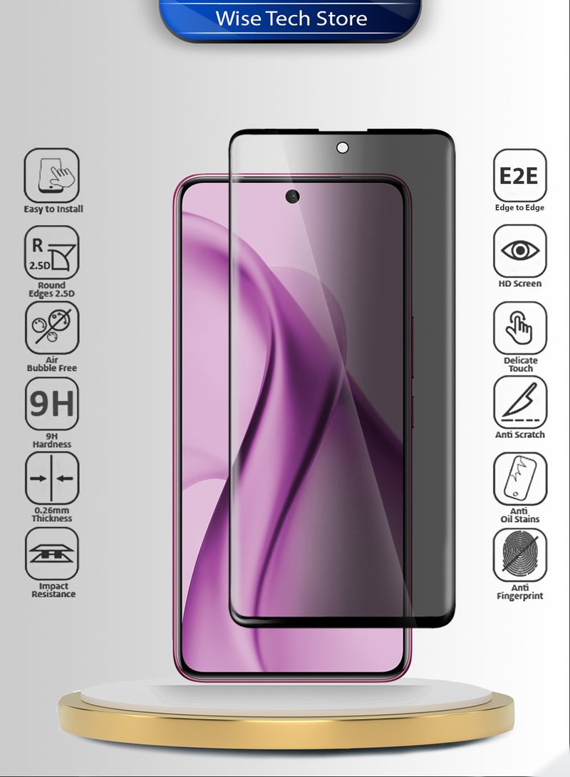 Wtech vivo V60e 5G 2025 Premium Edge-Pro Privacy Full Glue Full Cover Tempered Glass Screen Protector (MSGPCP) - Clear/Black - Image 2