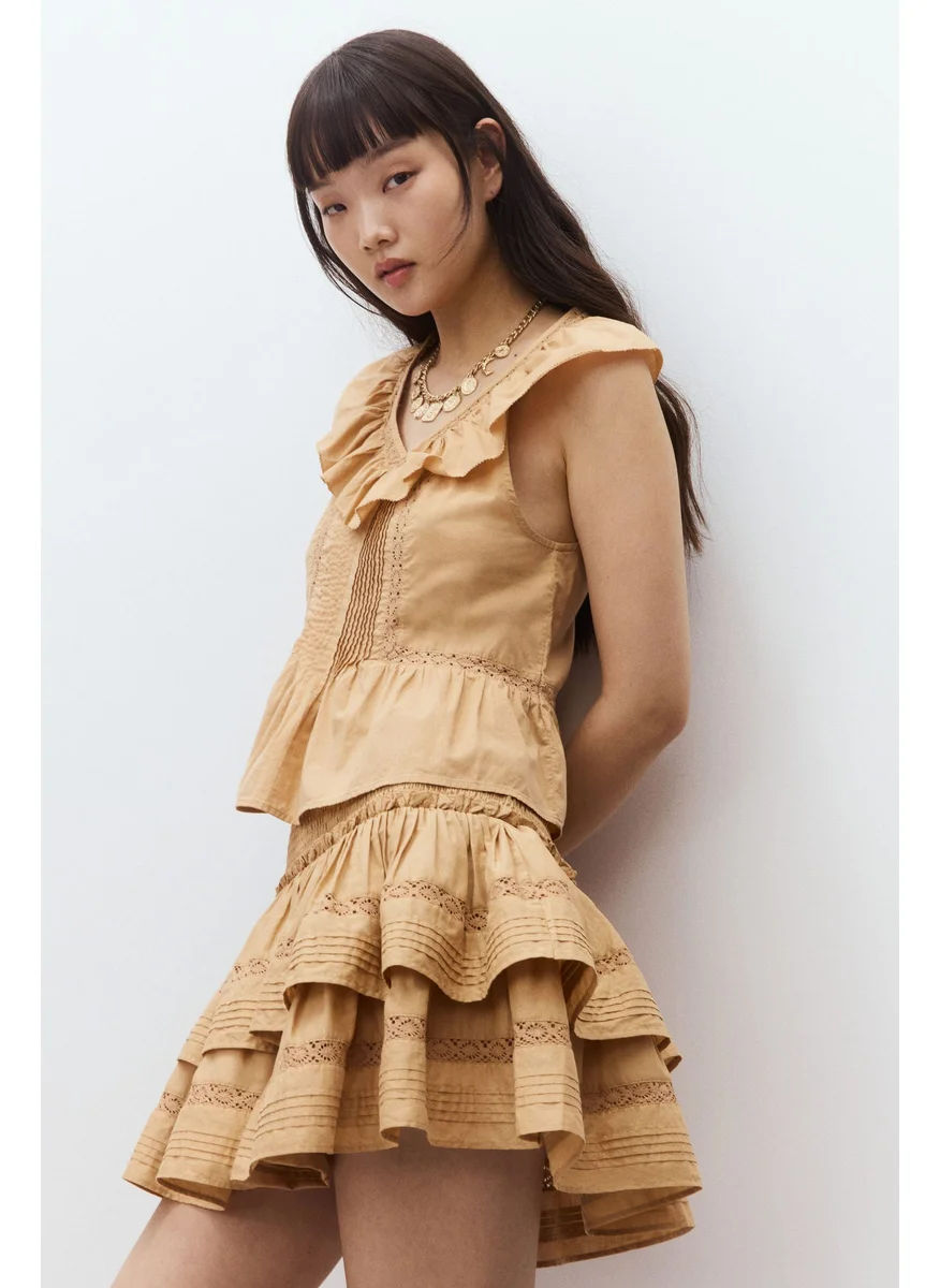 H&M Frill-Trimmed Cotton Vest Top