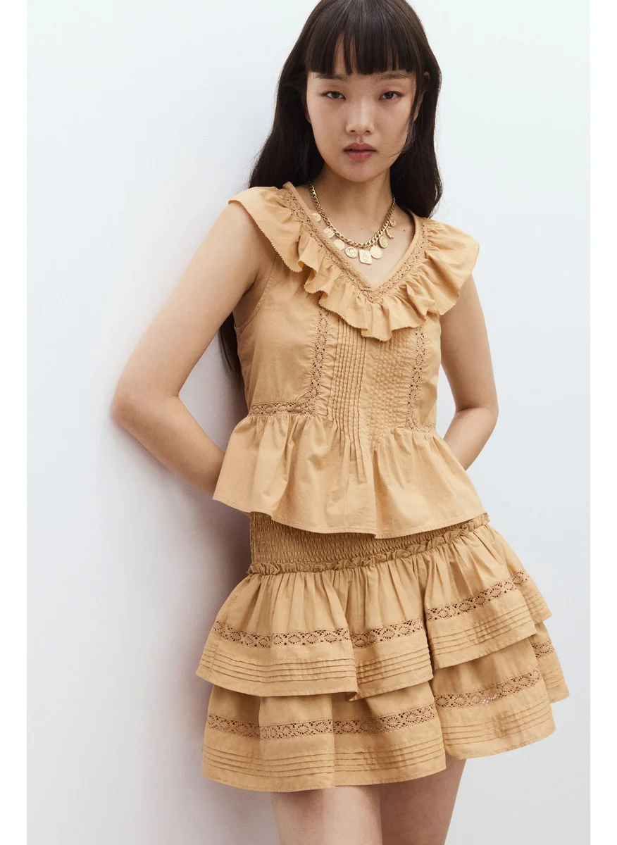 H&M Frill-Trimmed Cotton Vest Top