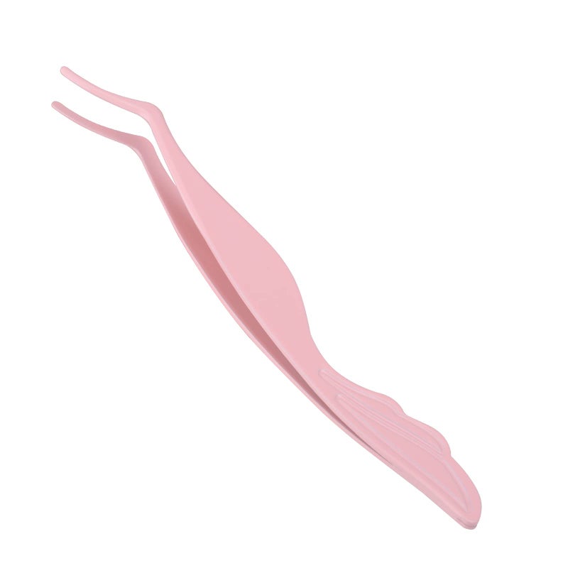 Pretty memory Eyelash Applicator Tool DIY False Curved Eyelash Extension Tweezer for Volume Lashes Application and Removal, Pink - Image 1