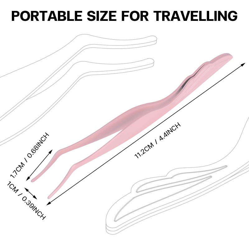 Pretty memory Eyelash Applicator Tool DIY False Curved Eyelash Extension Tweezer for Volume Lashes Application and Removal, Pink - Image 2