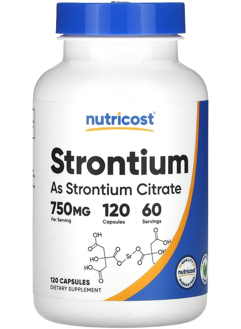 Nutricost Strontium, 750 mg , 120 Capsules (375 mg per Capsule)