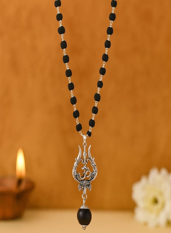 Crocon OM Shiva Trishool Karungali Mala – Black Ebony Wood Necklace for Spiritual Protection, Healing, Meditation & Energy Balance – Shiva Bhakti Jewelry for Men & Women - Image 4