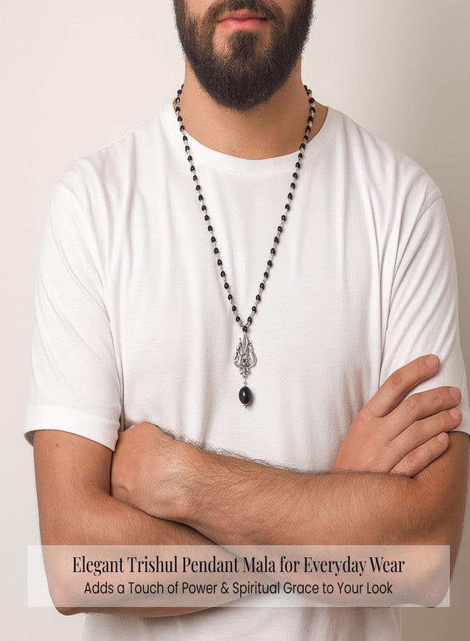 Crocon OM Shiva Trishool Karungali Mala – Black Ebony Wood Necklace for Spiritual Protection, Healing, Meditation & Energy Balance – Shiva Bhakti Jewelry for Men & Women - Image 3