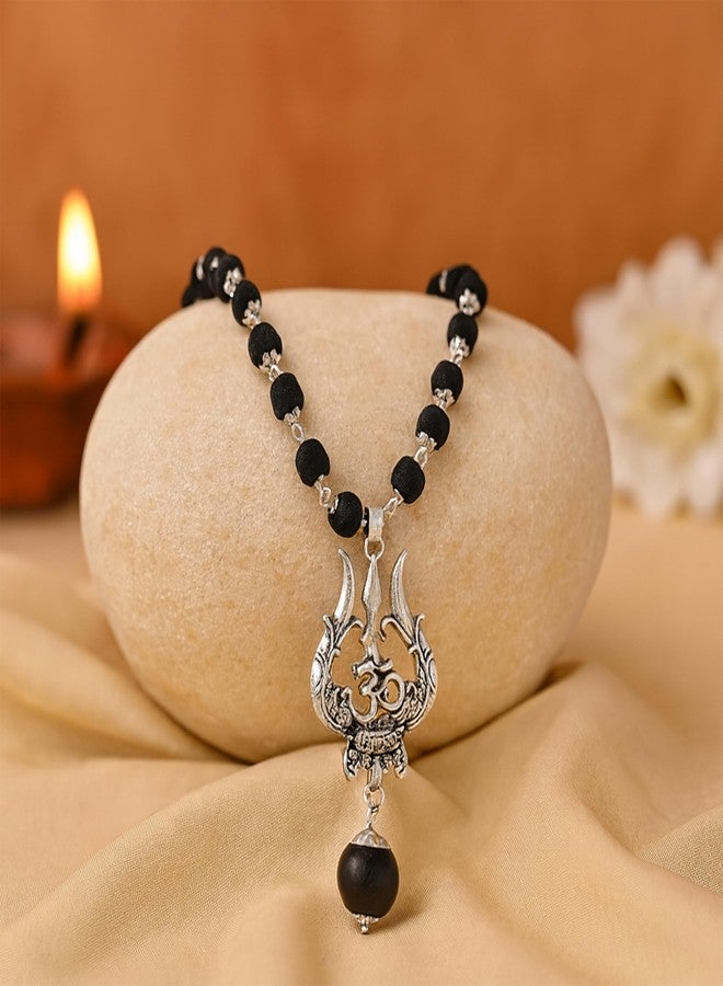 Crocon OM Shiva Trishool Karungali Mala – Black Ebony Wood Necklace for Spiritual Protection, Healing, Meditation & Energy Balance – Shiva Bhakti Jewelry for Men & Women - Image 2