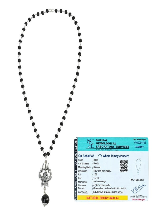 Crocon OM Shiva Trishool Karungali Mala – Black Ebony Wood Necklace for Spiritual Protection, Healing, Meditation & Energy Balance – Shiva Bhakti Jewelry for Men & Women - Image 1