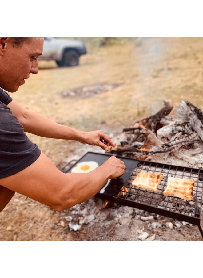 Adventure Seeka Heavy Duty 24" Folding Campfire Grill, Camp Fire Grill With Folding Grill Design For Compact Storage. Campfire Grill Grate And Griddle For Versatile Campfire Cooking - Image 5