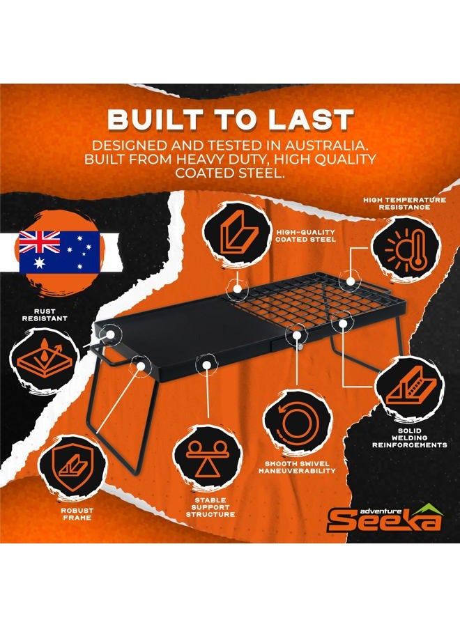 Adventure Seeka Heavy Duty 24" Folding Campfire Grill, Camp Fire Grill With Folding Grill Design For Compact Storage. Campfire Grill Grate And Griddle For Versatile Campfire Cooking - Image 4
