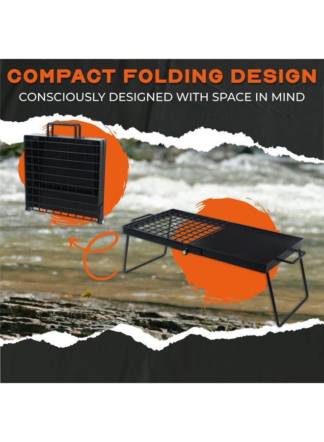 Adventure Seeka Heavy Duty 24" Folding Campfire Grill, Camp Fire Grill With Folding Grill Design For Compact Storage. Campfire Grill Grate And Griddle For Versatile Campfire Cooking - Image 3