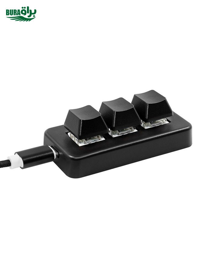 MK321 3 Keys Custom Keys Game Office PS Clip Macro Programming Keypad, Cable Length: 1.5m(Black)