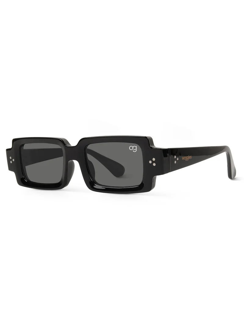 Woggles  Designer Black Rectangle Sunglasses| Men & Women| 100% Uv Protection  | Best Price UAE