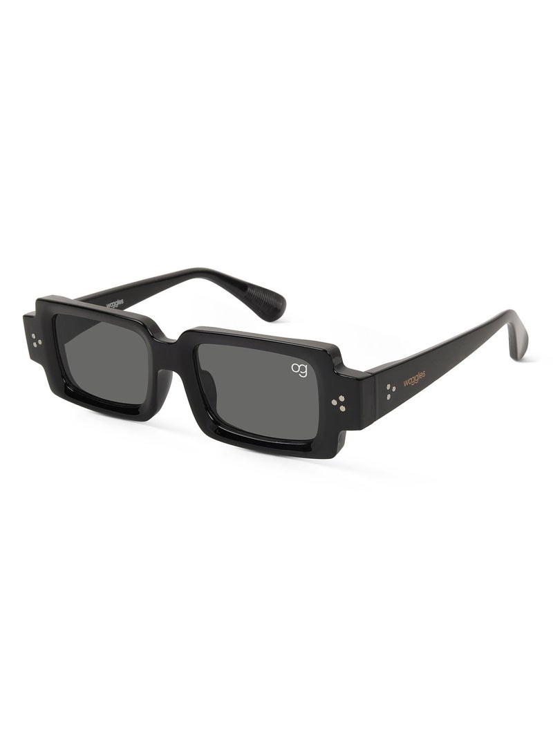 Woggles Designer Black Rectangle Sunglasses| Men & Women| 100% Uv Protection - Image 2