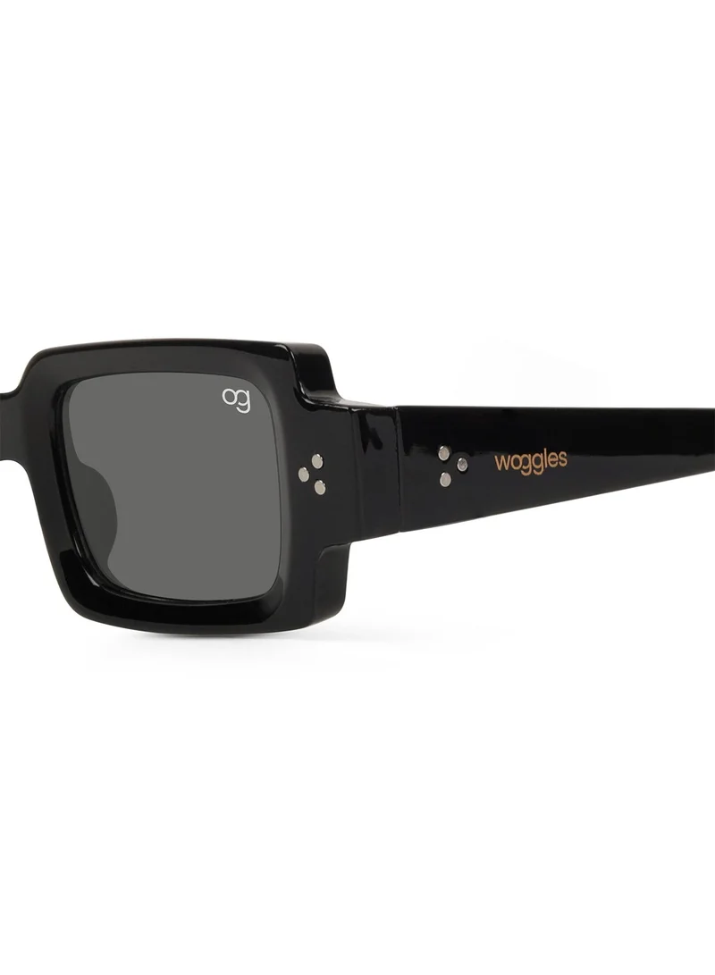 Woggles  Designer Black Rectangle Sunglasses| Men & Women| 100% Uv Protection  | Best Price UAE