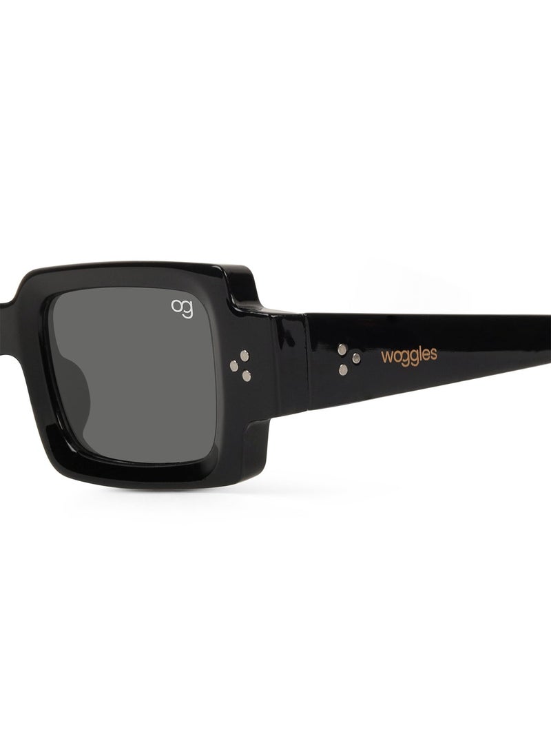 Woggles Designer Black Rectangle Sunglasses| Men & Women| 100% Uv Protection - Image 3