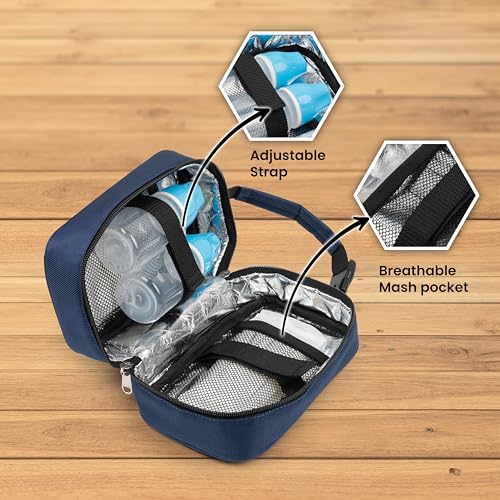 CRAFKEN Small Portable Cooler Breastmilk Storage Bag – Insulated Leakproof Breast Milk Storage for Baby Feeding Bottles, Keeps Milk Fresh 6–8 Hours with 2 Ice Gel Packs, (Sapphire Blue) - Image 3