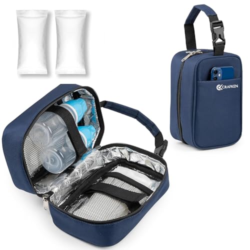 CRAFKEN Small Portable Cooler Breastmilk Storage Bag – Insulated Leakproof Breast Milk Storage for Baby Feeding Bottles, Keeps Milk Fresh 6–8 Hours with 2 Ice Gel Packs, (Sapphire Blue) - Image 1