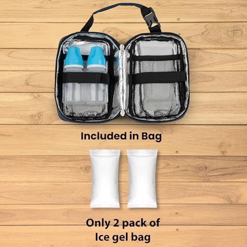 CRAFKEN Small Portable Cooler Breastmilk Storage Bag – Insulated Leakproof Breast Milk Storage for Baby Feeding Bottles, Keeps Milk Fresh 6–8 Hours with 2 Ice Gel Packs, (Sapphire Blue) - Image 4