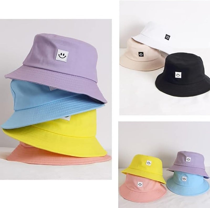 AJG Kids Sun Hat Smile Face Bucket Hat for Girls Boys Summer Sun Protection Cotton Unisex Beach Cap - Image 4
