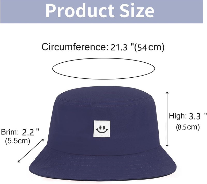 AJG Kids Sun Hat Smile Face Bucket Hat for Girls Boys Summer Sun Protection Cotton Unisex Beach Cap - Image 3