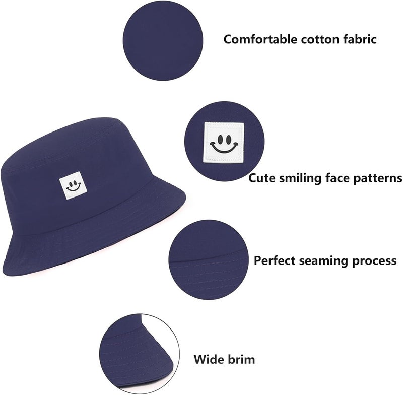 AJG Kids Sun Hat Smile Face Bucket Hat for Girls Boys Summer Sun Protection Cotton Unisex Beach Cap - Image 1