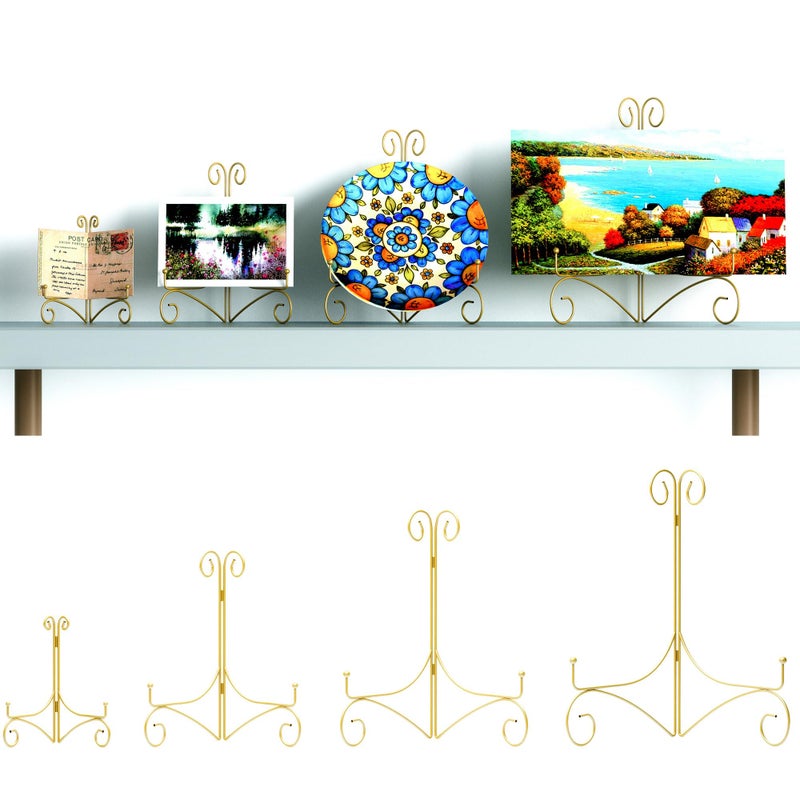HEMYLU Plate Display Stands with Hinged Folding Design, 8 Inch Picture Frame Stand for Tables, Decorative Easels for Plates, Photos, Cards and Books, 8â€™â€™ Gold - Image 4