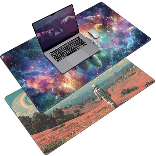 AQQA DoubleSided Extra Large Gaming Mouse Pad Astronaut and Nebula Art Desk Mat Smooth Surface NonSlip Rubber Base Waterproof Durable Stitched Edges for Office and Gaming315x157 - Image 1