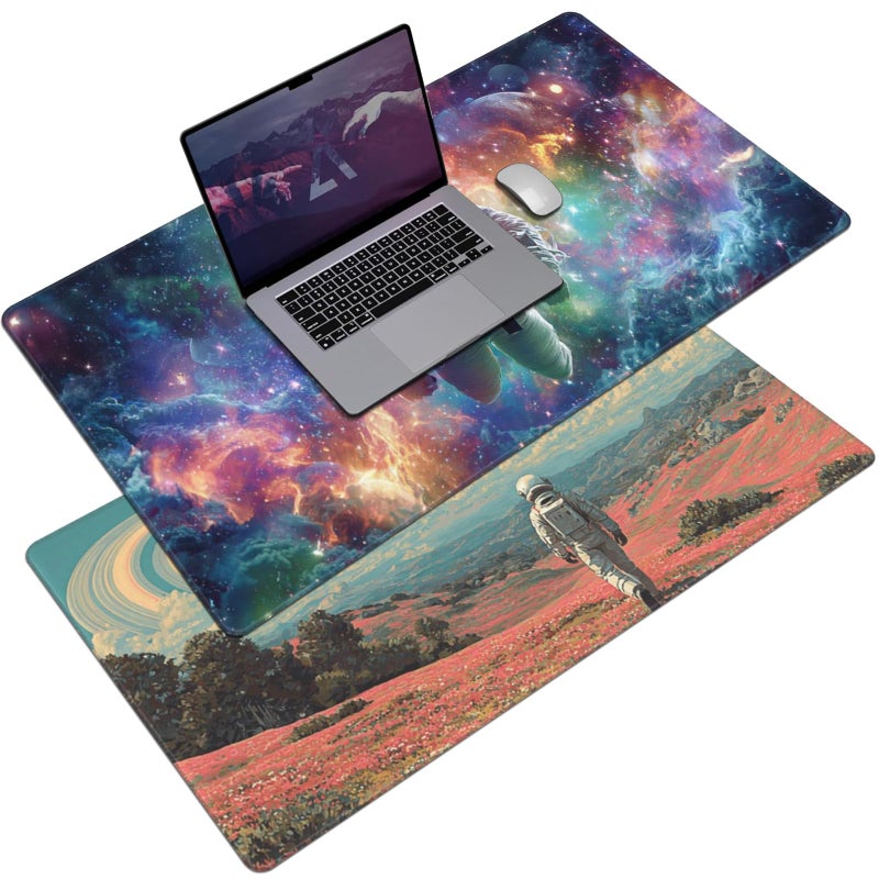 AQQA DoubleSided Extra Large Gaming Mouse Pad Astronaut and Nebula Art Desk Mat Smooth Surface NonSlip Rubber Base Waterproof Durable Stitched Edges for Office and Gaming315x157 - Image 2