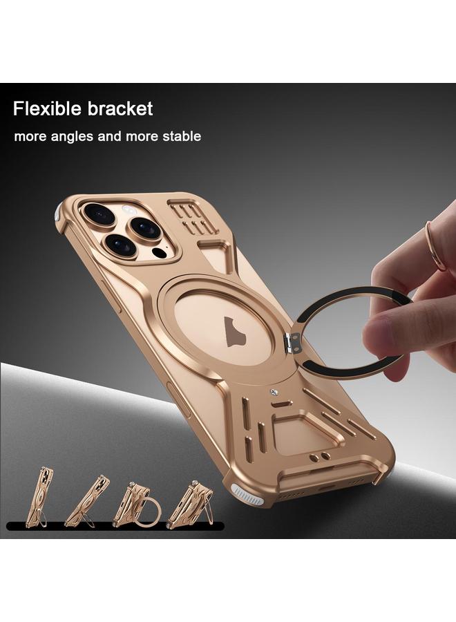 S-TOP Case For iPhone 15 Armor 360 Holder Frameless Alloy MagSafe Phone Case - Image 5