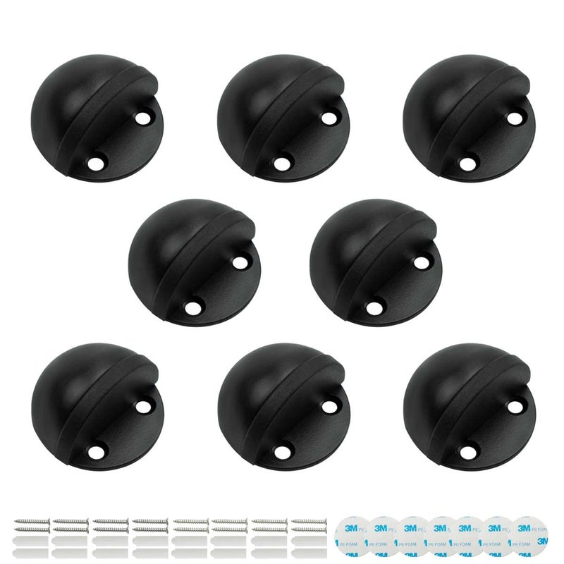 SANATO 8 Pack Black Low Dome Floor Mounted Stainless Steel Door Stop Door Stopper with Black Rubber - Image 2