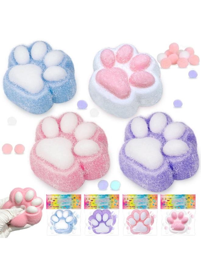 Generic Stress Relief Toy Cat Paw, Squeeze Toys Paw, Cute Sensory Toys, Handmade Soft & Bouncy Stress & Relaxation Toy, Stretchable Springy Cat Paw, Fidget Toys for Adults（4PCS） 