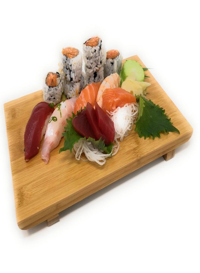 TJ Global Sashimi Sushi Bamboo Serving Geta Plate - Japanese Style Tableware Bamboo Sushi Board Cutting Tray (Set of 3) - Image 4