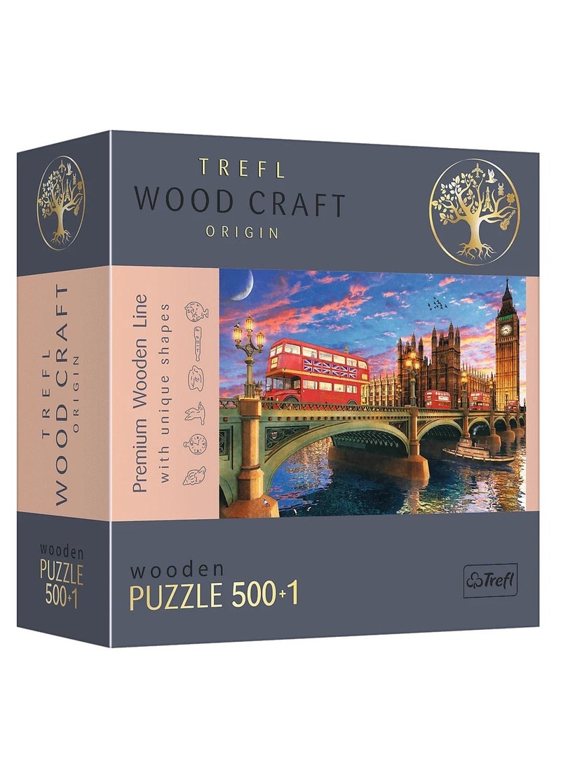 Trefl - Wood Craft Palace of Westminster, Big Ben, London Wooden Puzzle 500+1 Pieces - 20155 - Image 1