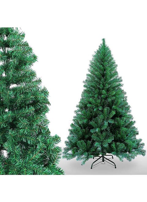 Artificial Christmas Tree, 120 cm/150 cm/180 cm/210 cm, PVC Flame-retardant, Quick Assembly, Foldable, Includes Metal Stand (210 cm, Green Tree)