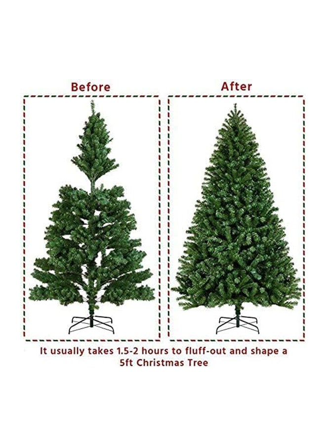 Artificial Christmas Tree, 120 cm/150 cm/180 cm/210 cm, PVC Flame-retardant, Quick Assembly, Foldable, Includes Metal Stand (210 cm, Green Tree)