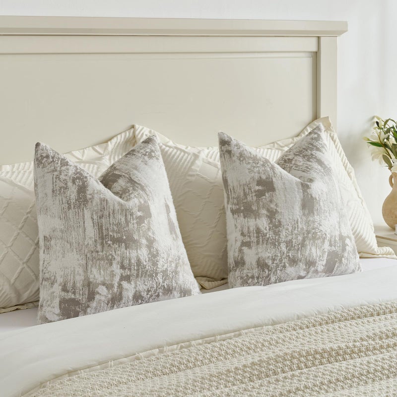 FUTEI Grey White Decorative Throw Pillow Covers 20x20 Inch Set of 2,Jacquard Weave Cushion Case in Soft Faux Cashmere,Modern Home Decor for Couch Living Room - Image 5